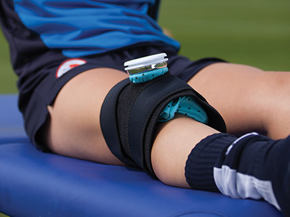 Pro ice wrap on injured knee
